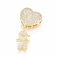 Brass Micro Pave Clear Cubic Zirconia Pendants