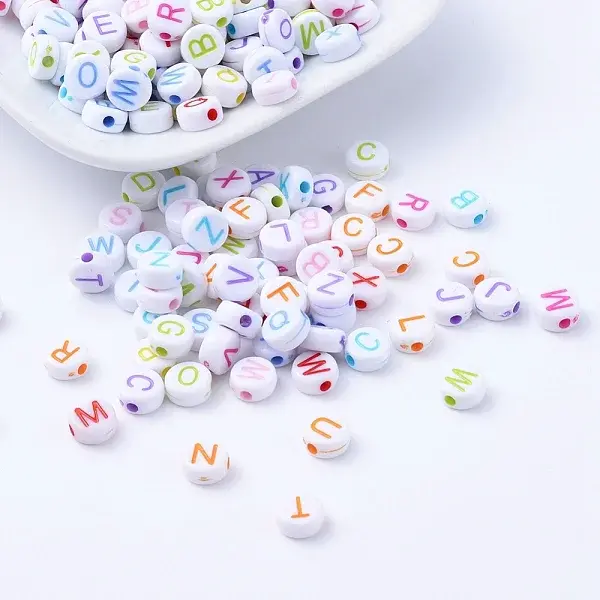 Acrylic Horizontal Hole Letter Beads