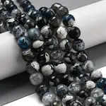 Faceted Natural Fire Crackle Agate Beads Strands