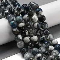 Faceted Natural Fire Crackle Agate Beads Strands