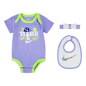 Nike forest foragers headband. bodysuit & bib 3-piece set 0-6m