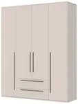 Čtyřdveřová šatní skříň se zásuvkami baptiste - béžová