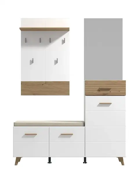 Předsíňová stěna jett - bílá/dub artisan