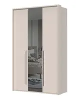 Třídveřová šatní skříň se zrcadlem a rámem baptiste - béžová