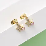 Brass Micro Pave Cubic Zirconia Star Dangle Stud Earrings