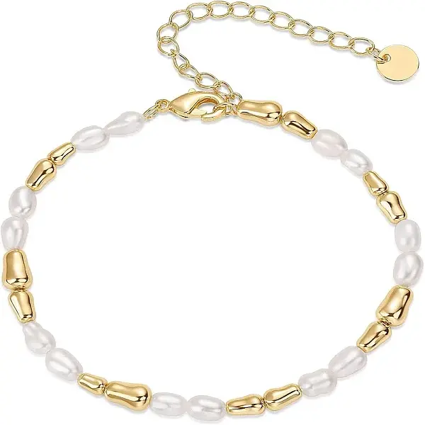 Oval Brass Beaded Bracelets for Women