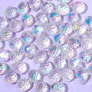 50Pcs Teardrop Electroplated Transparent Glass Charms