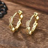 Brass Micro Pave Cubic Zirconia Huggie Hoop Earrings