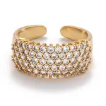 Brass Micro Pave Clear Cubic Zirconia Cuff Rings