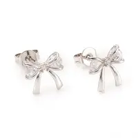 Brass Micro Pave Clear Cubic Zirconia Ear Studs