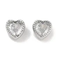 Brass with Single Clear Cubic Zirconia Beads