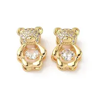 Brass Micro Pave Clear Cubic Zirconia Slide Charms
