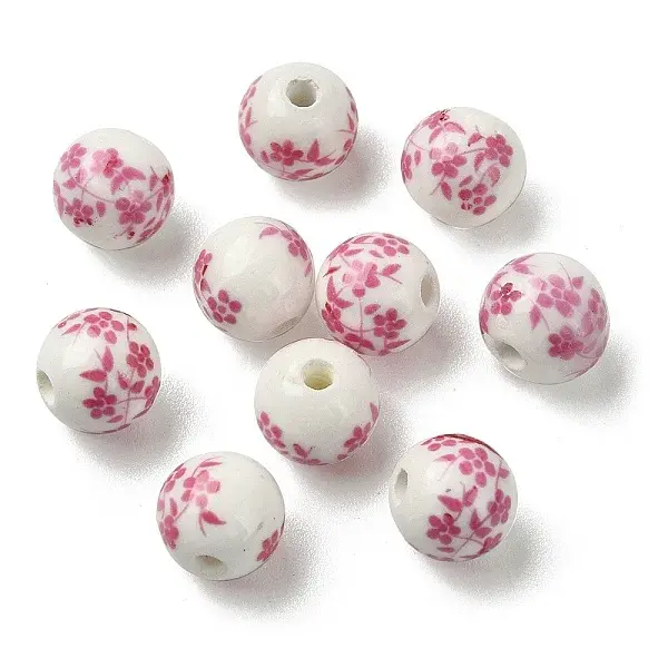 Handmade Printed Porcelain Round Beads
