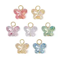 Transparent Acrylic Beads with Iron Flat Head Pins Pendants