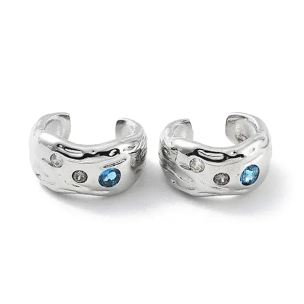 Rack Plating Brass Micro Pave Cubic Zirconia Cuff Earrings for Women
