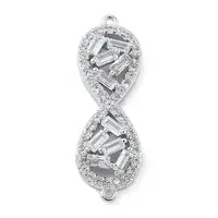 Rack Plating Brass Clear Cubic Zirconia Infinity Connector Charms