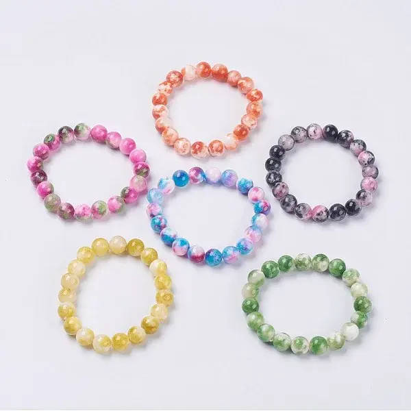 Natural Jade Beaded Stretch Bracelet