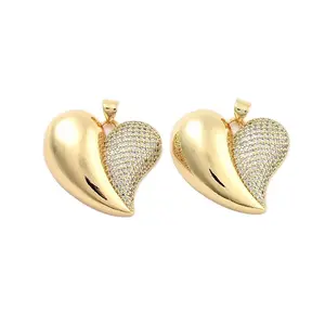 Brass Pave Clear Cubic Zirconia Pendants