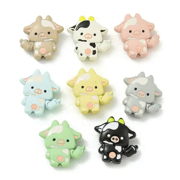 Spray Painted Alloy Enamel Beads