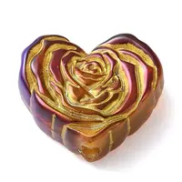 Metal Enlaced Heart Rose Opaque Acrylic Bead