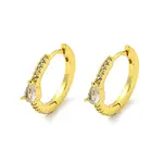 Brass Micro Pave Cubic Zirconia Hoop Earring