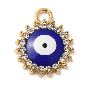 Alloy Enamel Rhinestone Glass Pendants