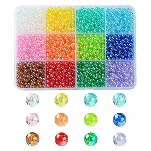 2400Pcs 12 Colors Eco-Friendly Transparent Acrylic Beads
