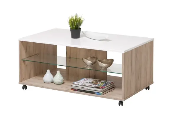 Konferenční stolek carter - dub šedý/bílá