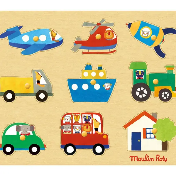 Moulin Roty Vkládací puzzle Dopravní prostředky