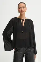 Halenka MICHAEL Michael Kors dámská, černá barva, hladká, MR540R07R3