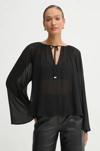 Halenka MICHAEL Michael Kors dámská, černá barva, hladká, MR540R07R3