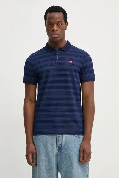 Bavlněné polo tričko Levi's tmavomodrá barva