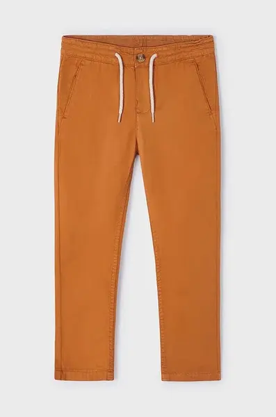 Kalhoty s lněnou směsí pro děti Mayoral oranžová barva, hladké