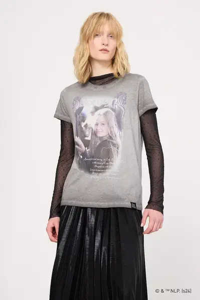 Bavlněné tričko Medicine šedá barva