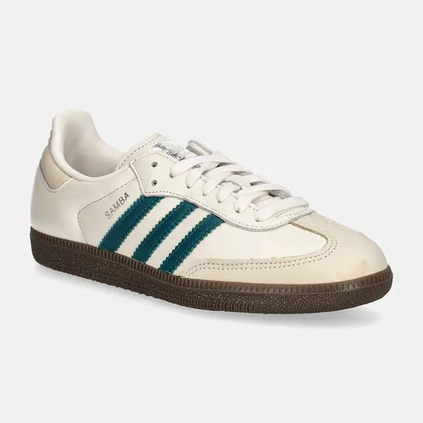 Kožené tenisky adidas Originals Samba OG W béžová barva, IG1963