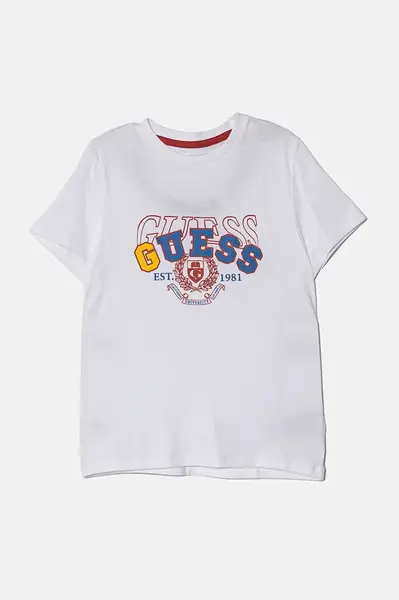 Dětské bavlněné tričko Guess bílá barva, s potiskem, N5RI00 K8HM4