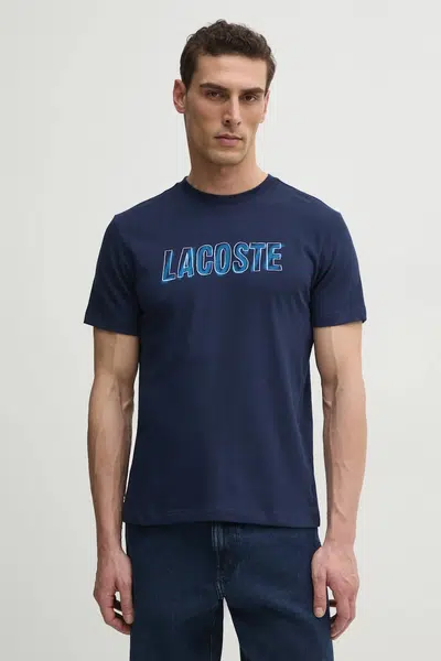 Tričko Lacoste tmavomodrá barva, s potiskem, TH8916