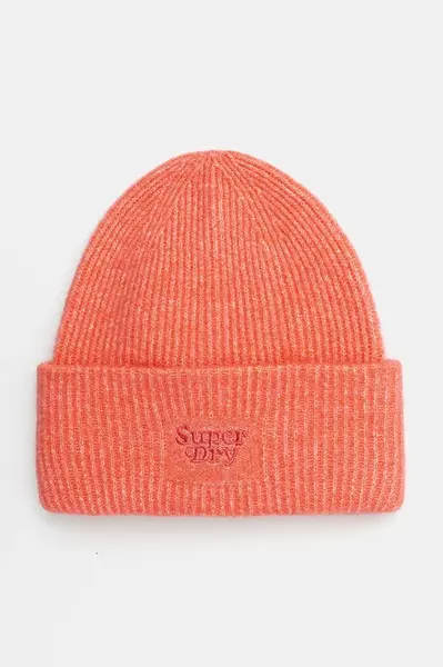 Čepice z vlněné směsi Superdry růžová barva, z husté pleteniny, Y9010185A-OU3