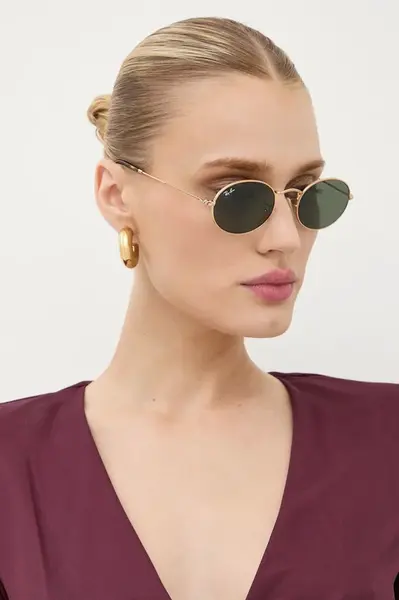 Sluneční brýle Ray-Ban OVAL zlatá barva, 0RB3547N
