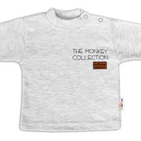 Baby Nellys Bavlněné tričko dlouhý rukáv Monkey - sv. šedý melírek, vel. 86 vel.  86
