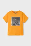 Dětské bavlněné tričko Mayoral oranžová barva, s potiskem, 3035