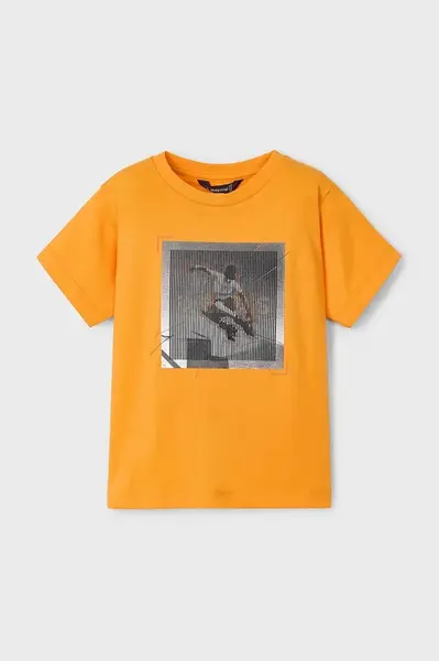 Dětské bavlněné tričko Mayoral oranžová barva, s potiskem, 3035