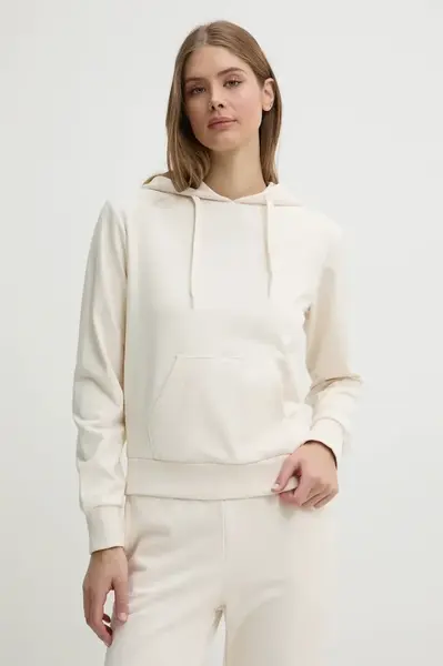 Mikina Guess SOFIA dámská, béžová barva, s kapucí, hladká, O5RQ02 KCO31