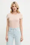 Bavlněné tričko G-Star Raw dámské, fialová barva, D24533-4107