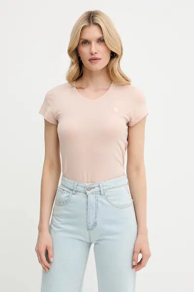 Bavlněné tričko G-Star Raw dámské, fialová barva, D24533-4107