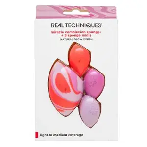 Real Techniques Berry Pop Miracle Complexion Sponge + 3 Sponge Minis houbička na make-up