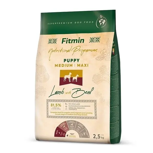 Fitmin Dog Medium/Maxi Puppy Lamb With Beef 2,5 kg | Granule pro psy | P56369