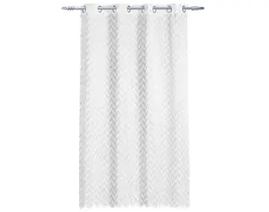 Závěs 140x180 cm, bílý s geometrickým vzorem