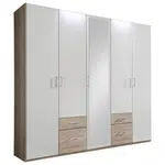 MID.YOU ŠATNÍ SKŘÍŇ SE ZRCADLEM, bílá, barvy dubu, 225/210/58 cm