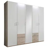 MID.YOU ŠATNÍ SKŘÍŇ SE ZRCADLEM, bílá, barvy dubu, 225/210/58 cm